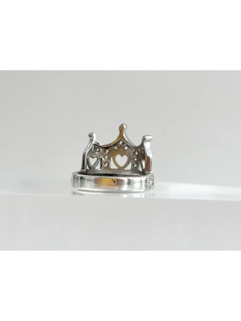 Crown Shaped Milgrain CZ Stone Beaded Sterling Silver 925 Vintage Ring - sz 6
